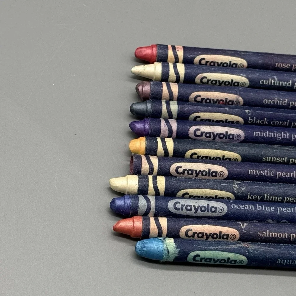 Vintage Crayola Pearl Brite Crayons 11 Count HTF Rare Retired Art Supply Lot